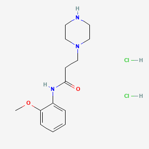 molecular formula C14H23Cl2N3O2 B8087898 N-(2-methoxyphenyl)-3-piperazin-1-ylpropanamide;dihydrochloride 