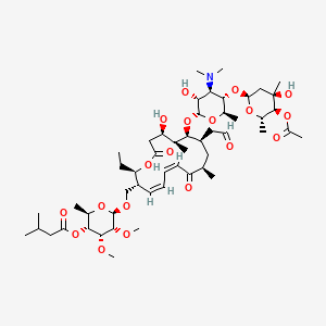 molecular formula C52H85NO19 B8087928 [(2R,3R,4R,5R,6R)-6-[[(2R,3R,4Z,6Z,9R,11R,12S,13S,14R)-12-[(2S,3R,4R,5S,6R)-5-[(2S,4R,5S,6S)-5-acetyloxy-4-hydroxy-4,6-dimethyloxan-2-yl]oxy-4-(dimethylamino)-3-hydroxy-6-methyloxan-2-yl]oxy-2-ethyl-14-hydroxy-9,13-dimethyl-8,16-dioxo-11-(2-oxoethyl)-1-oxacyclohexadeca-4,6-dien-3-yl]methoxy]-4,5-dimethoxy-2-methyloxan-3-yl] 3-methylbutanoate 