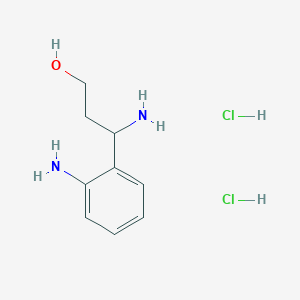 molecular formula C9H16Cl2N2O B8087995 3-Amino-3-(2-aminophenyl)propan-1-ol diHCl 
