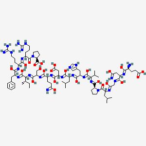 (2S)-1-[2-[[2-[[2-[[(3S)-2-[[2-[[2-[[2-[[2-[[2-[[2-[[[(2S)-1-[2-[[2-[[2-[[(2S)-2-amino-4-carboxy-1-hydroxybutylidene]amino]-1,4-dihydroxy-4-iminobutylidene]amino]-1-hydroxyethylidene]amino]-4-methylpentanoyl]pyrrolidin-2-yl]-hydroxymethylidene]amino]-1-hydroxy-3-methylbutylidene]amino]-1-hydroxy-3-(1H-imidazol-5-yl)propylidene]amino]-1-hydroxy-4-methylpentylidene]amino]-3-carboxy-1-hydroxypropylidene]amino]-1,5-dihydroxy-5-iminopentylidene]amino]-1,3-dihydroxypropylidene]amino]-1-hydroxy-3-methylpentylidene]amino]-1-hydroxy-3-phenylpropylidene]amino]-5-carbamimidamido-1-hydroxypentylidene]amino]-5-carbamimidamidopentanoyl]pyrrolidine-2-carboxylic acid