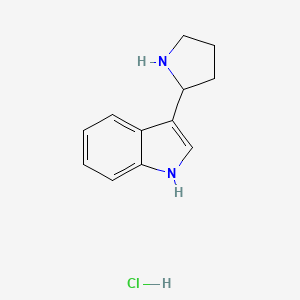 molecular formula C12H15ClN2 B8088004 3-(Pyrrolidin-2-yl)-1H-indole hydrochloride 