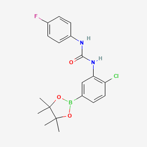 molecular formula C19H21BClFN2O3 B8088010 1-(2-Chloro-5-(4,4,5,5-tetramethyl-1,3,2-dioxaborolan-2-yl)phenyl)-3-(4-fluorophenyl)urea 
