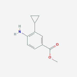 molecular formula C11H13NO2 B8088025 Methyl 4-amino-3-cyclopropylbenzoate 