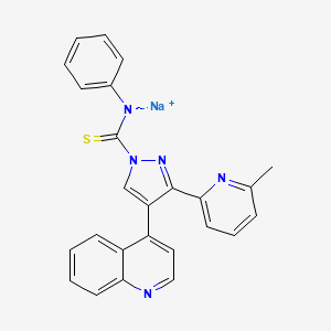 molecular formula C25H18N5NaS B8088051 3-(6-Methylpyridin-2-yl)-N-phenyl-4-(quinolin-4-yl)-1H-pyrazole-1-carbothioamide, sodium salt 