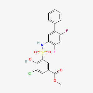molecular formula C20H14ClF2NO5S B8088061 Methyl 3-chloro-5-(N-(4,6-difluoro-[1,1'-biphenyl]-3-yl)sulfamoyl)-4-hydroxybenzoate 
