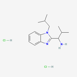 molecular formula C15H25Cl2N3 B8088129 2-Methyl-1-[1-(2-methylpropyl)benzimidazol-2-yl]propan-1-amine;dihydrochloride 