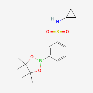 molecular formula C15H22BNO4S B8088185 N-Cyclopropyl-3-(4,4,5,5-tetramethyl-1,3,2-dioxaborolan-2-yl)benzenesulfonamide 
