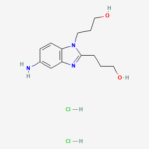 molecular formula C13H21Cl2N3O2 B8088334 3,3'-(5-Amino-1H-benzimidazole-1,2-diyl)dipropan-1-ol (2HCl) 