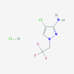 molecular formula C5H6Cl2F3N3 B8088394 4-Chloro-1-(2,2,2-trifluoroethyl)-1H-pyrazol-3-amine hydrochloride 