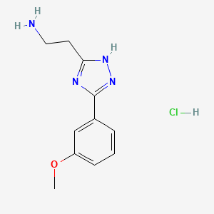 molecular formula C11H15ClN4O B8088420 2-[3-(3-methoxyphenyl)-1H-1,2,4-triazol-5-yl]ethanamine;hydrochloride 