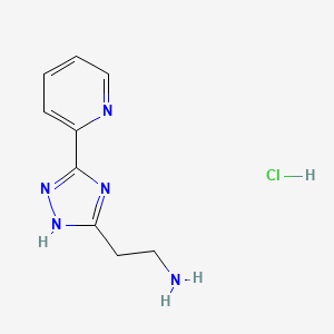 molecular formula C9H12ClN5 B8088428 2-(3-pyridin-2-yl-1H-1,2,4-triazol-5-yl)ethanamine;hydrochloride 