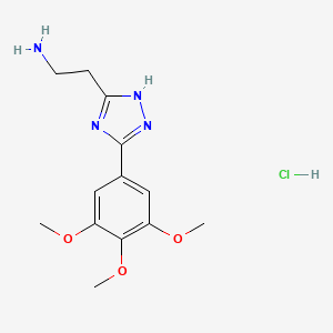 molecular formula C13H19ClN4O3 B8088435 2-[5-(3,4,5-Trimethoxyphenyl)-4h-1,2,4-triazol-3-yl]ethan-1-amine hydrochloride 
