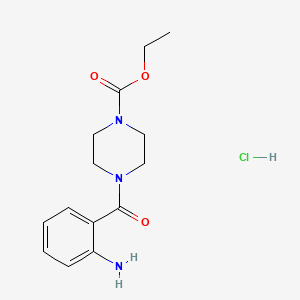 molecular formula C14H20ClN3O3 B8088481 Ethyl 4-(2-aminobenzoyl)piperazine-1-carboxylate;hydrochloride 