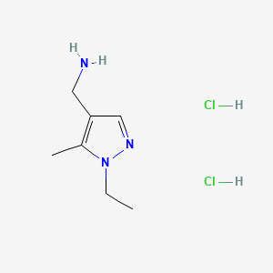 molecular formula C7H15Cl2N3 B8088486 (1-Ethyl-5-methylpyrazol-4-yl)methanamine;dihydrochloride 