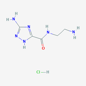 molecular formula C5H11ClN6O B8088492 3-Amino-N-(2-aminoethyl)-1H-1,2,4-triazole-5-carboxamide (HCl) 