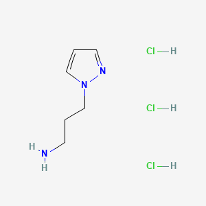 molecular formula C6H14Cl3N3 B8088499 3-Pyrazol-1-ylpropan-1-amine;trihydrochloride 