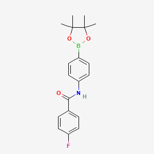 molecular formula C19H21BFNO3 B8088533 4-fluoro-N-(4-(4,4,5,5-tetramethyl-1,3,2-dioxaborolan-2-yl)phenyl)benzamide 