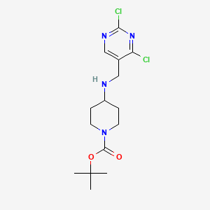 molecular formula C15H22Cl2N4O2 B8088567 tert-Butyl 4-(((2,4-dichloropyrimidin-5-yl)methyl)amino)piperidine-1-carboxylate 