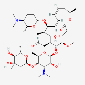 Leucomycin V, 9-O-[(2R,5S,6R)-5-(dimethylamino)tetrahydro-6-methyl-2H-pyran-2-yl]-