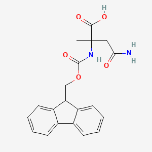 molecular formula C20H20N2O5 B8088615 4-amino-2-(9H-fluoren-9-ylmethoxycarbonylamino)-2-methyl-4-oxobutanoic acid 