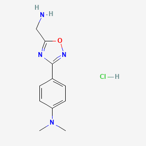 molecular formula C11H15ClN4O B8088644 4-[5-(aminomethyl)-1,2,4-oxadiazol-3-yl]-N,N-dimethylaniline;hydrochloride 