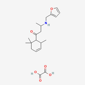 molecular formula C20H29NO6 B8088648 3-(Furan-2-ylmethylamino)-1-(2,6,6-trimethylcyclohex-3-en-1-yl)butan-1-one;oxalic acid 