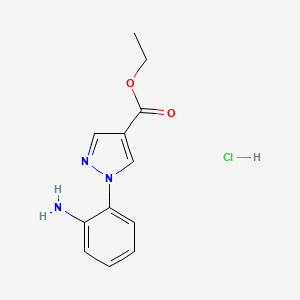 molecular formula C12H14ClN3O2 B8088659 Ethyl 1-(2-aminophenyl)pyrazole-4-carboxylate;hydrochloride 