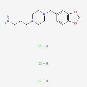 molecular formula C15H26Cl3N3O2 B8088662 3-[4-(1,3-Benzodioxol-5-ylmethyl)piperazin-1-yl]propan-1-amine;trihydrochloride 