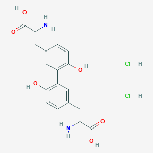 molecular formula C18H22Cl2N2O6 B8088879 2-Amino-3-[5'-(2-amino-2-carboxy-ethyl)-6,2'-dihydroxy-biphenyl-3-yl]-propionic acid dihydrochloride 
