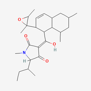 molecular formula C26H39NO4 B8088885 (3E)-5-butan-2-yl-3-[[2-(2,3-dimethyloxiran-2-yl)-6,8-dimethyl-1,2,4a,5,6,7,8,8a-octahydronaphthalen-1-yl]-hydroxymethylidene]-1-methylpyrrolidine-2,4-dione 
