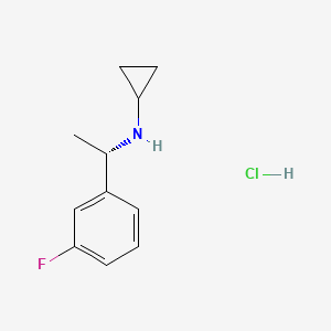 molecular formula C11H15ClFN B8089142 N-[(1S)-1-(3-Fluorophenyl)ethyl]cyclopropanamine hydrochloride 