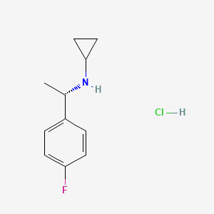 molecular formula C11H15ClFN B8089160 N-[(1S)-1-(4-fluorophenyl)ethyl]cyclopropanamine;hydrochloride 