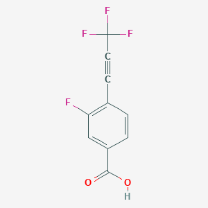 molecular formula C10H4F4O2 B8089193 3-Fluoro-4-(3,3,3-trifluoro-1-propyn-1-yl)benzoic acid 