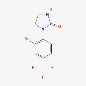 molecular formula C10H8BrF3N2O B8089230 1-[2-Bromo-4-(trifluoromethyl)phenyl]imidazolidin-2-one 