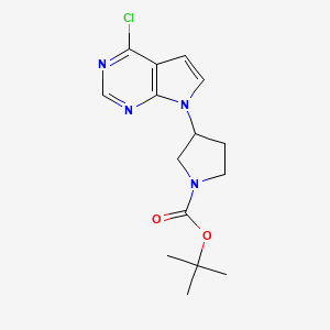 molecular formula C15H19ClN4O2 B8089386 tert-butyl 3-(4-chloro-7H-pyrrolo[2,3-d]pyrimidin-7-yl)pyrrolidine-1-carboxylate 