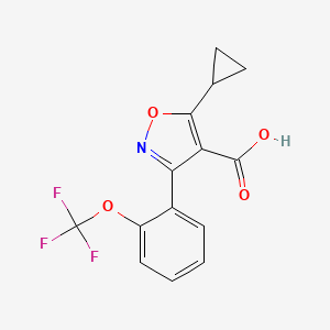 molecular formula C14H10F3NO4 B8089400 5-Cyclopropyl-3-(2-(trifluoromethoxy)phenyl)isoxazole-4-carboxylic acid 
