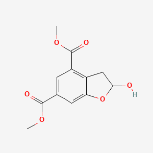 molecular formula C12H12O6 B8089448 Dimethyl 2-hydroxy-2,3-dihydrobenzofuran-4,6-dicarboxylate 