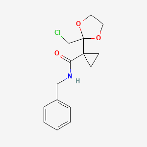 molecular formula C15H18ClNO3 B8089451 N-Benzyl-1-(2-(chloromethyl)-1,3-dioxolan-2-yl)cyclopropane-1-carboxamide 