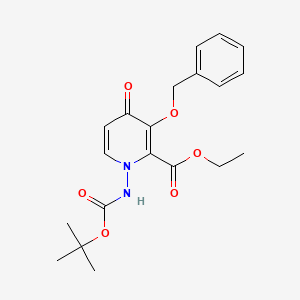 molecular formula C20H24N2O6 B8089499 Ethyl 3-(benzyloxy)-1-((tert-butoxycarbonyl)amino)-4-oxo-1,4-dihydropyridine-2-carboxylate 