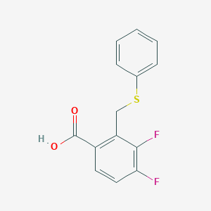 molecular formula C14H10F2O2S B8089507 3,4-Difluoro-2-((phenylthio)methyl)benzoic acid 