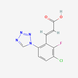 molecular formula C10H6ClFN4O2 B8089535 (e)-3-(3-Chloro-2-fluoro-6-(1h-tetrazol-1-yl)phenyl)acrylic acid 