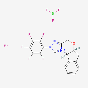 molecular formula C18H11BF9N3O B8089589 (5aS,10bR)-5a,10b-Dihydro-2-(2,3,4,5,6-pentafluorophenyl)-4H,6H-indeno[2,1-b][1,2,4]triazolo[4,3-d][1,4]oxazinium Tetrafluoroborate 