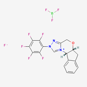 molecular formula C18H11BF9N3O B8089597 (5aR,10bS)-2-(Perfluorophenyl)-4,5a,6,10b-tetrahydro-2H-indeno[2,1-b][1,2,4]triazolo[4,3-d][1,4]oxazin-11-ium tetrafluoroborate 