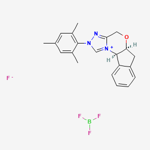 molecular formula C21H22BF4N3O B8089621 (5aS,10bR)-2-Mesityl-5a,10b-dihydro-4H,6H-indeno[2,1-b][1,2,4]triazolo[4,3-d][1,4]oxazin-2-ium tetrafluoroborate 