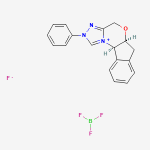 molecular formula C18H16BF4N3O B8089627 (5aS,10bR)-2-Phenyl-5a,10b-dihydro-4H,6H-indeno[2,1-b][1,2,4]triazolo[4,3-d][1,4]oxazin-2-iumtetrafluoroborate 