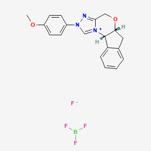 molecular formula C19H18BF4N3O2 B8089634 (5aR,10bS)-5a,10b-Dihydro-2-(4-methoxyphenyl)-4H,6H-indeno[2,1-b][1,2,4]triazolo[4,3-d][1,4]oxazinium tetrafluoroborate 