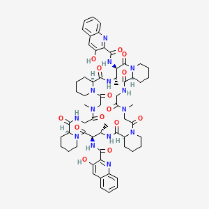 molecular formula C62H78N14O14 B8089650 3-hydroxy-N-[(3R,4S,7S,20S,27R,28S,31S,44S)-27-[(3-hydroxyquinoline-2-carbonyl)amino]-4,15,28,39-tetramethyl-2,6,13,16,19,26,30,37,40,43-decaoxo-1,5,12,15,18,25,29,36,39,42-decazapentacyclo[42.4.0.07,12.020,25.031,36]octatetracontan-3-yl]quinoline-2-carboxamide 