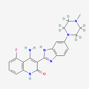 molecular formula C21H21FN6O B8089653 4-amino-5-fluoro-3-[6-(2,2,3,3,5,5,6,6-octadeuterio-4-methylpiperazin-1-yl)-1H-benzimidazol-2-yl]-1H-quinolin-2-one 