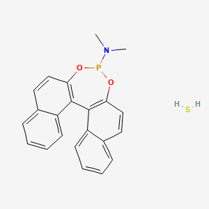 molecular formula C22H20NO2PS B8089711 N,N-dimethyl-12,14-dioxa-13-phosphapentacyclo[13.8.0.02,11.03,8.018,23]tricosa-1(15),2(11),3,5,7,9,16,18,20,22-decaen-13-amine;sulfane 