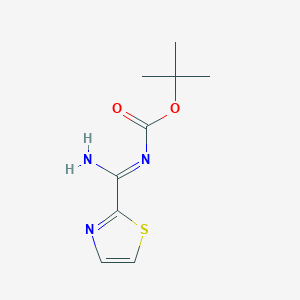 molecular formula C9H13N3O2S B8089724 tert-butyl (NZ)-N-[amino(1,3-thiazol-2-yl)methylidene]carbamate 